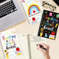 Xqumoi 4 Pack Black White A5 Teacher Spiral Notebooks - Teaching is A Work of Heart Ruled Hardbound Journal Writing Notebooks Teacher Appreciation Gift Back to School Office Supplies Notepad Diary