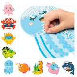 VIDEO  Xqumoi 9Pack Ocean Animals Mosaic Stickers Art Kit for Kids Toddlers DIY Handmade Art Sticky Craft Under the Sea Themed Octopus Turtle Shark Crab Jellyfish Seahorse Dolphin Fish Sticker-by-Number Gift