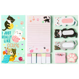 Xqumoi I Just Really Like Cat Sticky Notes Set, 550 Sheets, Cute Cat and Paw Shaped Self-Stick Notes Pads Animal Divider Tabs Bundle Writing Memo Pads Page Marker School Office Supplies Small Gift