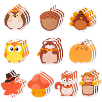 Xqumoi 30 Pack Turkey Pumpkin Sticky Notes, Total 600 Sheets, Cute Thanksgiving Fall Animal Fox Bear Hedgehog Harvest Self Sticky Memo Pads for Office School Classroom Student Kids Autumn Party Favor