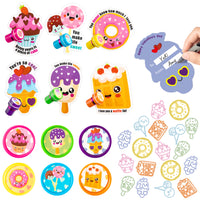 Xqumoi 24Pcs Valentine’s Day Dessert Stampers with Gift Cards Valentines Greeting Cards Sweet Cake Donut Stamps Party Favors Kids Exchange Gifts School Classroom Student Prizes Goody Bag Fillers