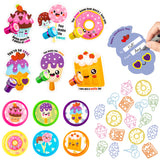 Xqumoi 24Pcs Valentine’s Day Dessert Stampers with Gift Cards Valentines Greeting Cards Sweet Cake Donut Stamps Party Favors Kids Exchange Gifts School Classroom Student Prizes Goody Bag Fillers