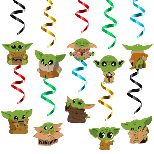 Xqumoi 30Ct Baby Yoda Hanging Swirls Decorations Whirls Glitter Foil Ceiling Streamers Outer Space Galaxy Wars The Child Alien Themed Party Decoration Supplies for Kids Birthday Party Baby Shower