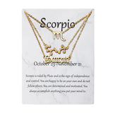 Xqumoi Scorpio Zodiac Layer Necklaces 14K Gold Plated 12 Constellation Zodiac Dainty Pendant Choker Horoscope Astrology Star Necklaces Jewelry Birthday Gifts for Women Girls with Marble Display Card