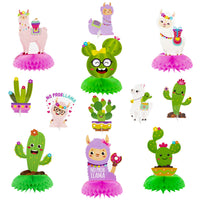 Xqumoi 12Pcs Pink Llama Cactus Honeycomb Centerpieces Bolivian Peru Alpaca Cactus Double-Sided Table Toppers Decorations 3D Cardstock Cinco De Mayo Fiesta Mexican Party Supplies Photo Booth Props