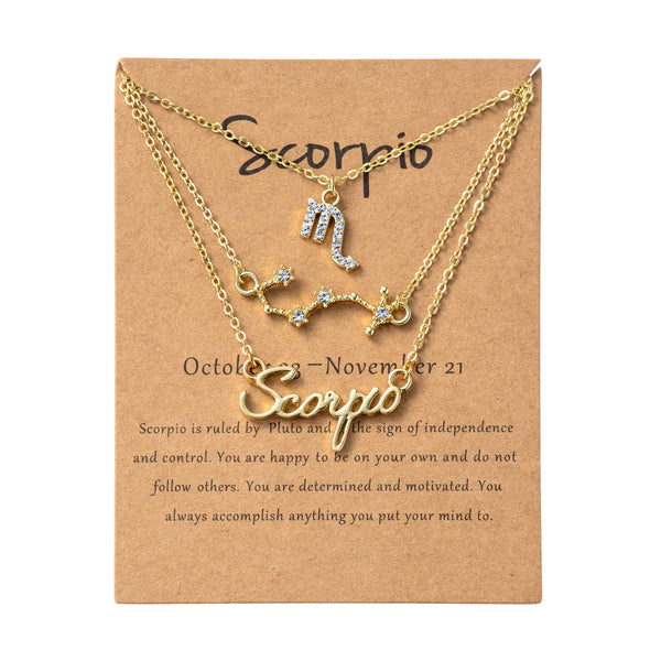 Xqumoi Scorpio Zodiac Layer Necklaces 14K Gold Plated 12 Constellation Cubic Zirconia Stones Zodiac Dainty Pendant Choker Horoscope Astrology Star Necklace Jewelry Birthday Gift for Women Girls