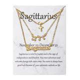 Xqumoi Sagittarius Zodiac Layer Necklaces 14K Gold Plated 12 Constellation Zodiac Dainty Pendant Choker Horoscope Astrology Star Necklace Jewelry Birthday Gift for Women Girls with Marble Display Card