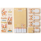 Xqumoi I Just Really Like Corgis Sticky Notes Set, 550 Sheets, Cute Cartoon Corgis Butt Self-Stick Notes Pads Animal Divider Tabs Bundle Writing Memo Pads Page Marker School Office Supplies Small Gift