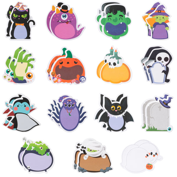 Xqumoi 30 Pack Halloween Sticky Notes, Weird Characters Sticky Notepad Pumpkin Skull Ghost Witch Memo Pads Self-Adhesive Notes for Home Office School Classroom Student Party Favor (Total 600 Sheets)