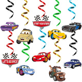 Xqumoi 30Ct Race Car Hanging Swirls Decorations, Racing Car Whirls Glitter Foil Ceiling Streamers, Let’s Go Racing Themed Party Decoration Supplies for Kids Race Fans Birthday Baby Shower Party Favors