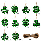 Xqumoi 30Pcs St.Patrick's Day Wooden Shamrock Hanging Ornaments Decorations Good Luck Green Clover Buffalo Plaid Pendant Bauble Embellishment St.Patrick's Day Irish Party Supplies Tree Shelf Decor