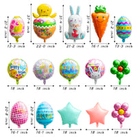 Xqumoi Easter Balloons Decorations - Pack of 20 | Happy Easter Foil Mylar Balloons Cute Chick Bunny Carrot Easter Egg Flower Party Supplies Spring Holiday Home School Classroom Baby Shower Decor