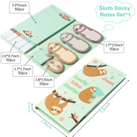 Xqumoi I Just Really Like Sloths Sticky Notes Set, 550 Sheets, Cute Cartoon Sloths Self-Stick Notes Pads Animal Divider Tabs Bundle Writing Memo Pads Page Marker School Office Supplies Small Gift