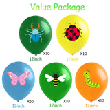 Xqumoi 50Pcs Bugs Party Balloons 12Inch Spring Summer Insect Theme Latex Balloons Party Decorations Supplies Butterfly Bee Ladybug Caterpillar Stag Beetle Patterns Balloon for Birthday Baby Shower