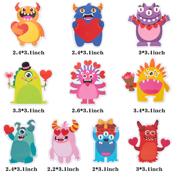 cute valentines monsters Xqumoi 30 Pack Valentines Monster Sticky Notes, Total 600 Sheets, Cute