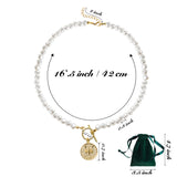 Xqumoi Scorpius Zodiac Sign Pearl Necklace 14k Gold Plated 12 Constellation Dainty Pendant Choker OT Toggle Clasp Necklace Y2K Fashion Vintage Jewelry Birthday Gifts for Women Girls with Storage Bag