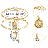 Xqumoi Initial Ankle Bracelets for Women Girls Gold Dainty Layered Flat Marina Figaro Link Foot Chain with CZ Initials Hexagon Letter J Anklets Handmade Boho Beach Beaded Chain Summer Jewelry Gifts