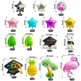 Xqumoi 2023 Graduation Foil Balloons Decorations Pack of 20 | Hawaii Flamingo Turtle Leaf Congrats Grad Hat Certificate Mylar Balloons Summer Tropical Photo Props for School Grad Party Celebration