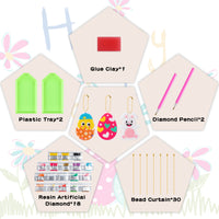 Xqumoi 30Pcs 5D Easter Diamond Painting Keychain Hanging Ornaments Kit Easter Egg Bunny DIY Diamond Art Mosaic Full Drill Key Chain Handmade Rhinestone Gem Art Crafts Pendant Gift Tags for Kids Adults