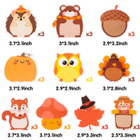 Xqumoi 30 Pack Turkey Pumpkin Sticky Notes, Total 600 Sheets, Cute Thanksgiving Fall Animal Fox Bear Hedgehog Harvest Self Sticky Memo Pads for Office School Classroom Student Kids Autumn Party Favor