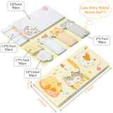 Xqumoi Cute Cartoon Cat Sticky Notes Set, 550 Sheets, Lovely Cat and Paw Shaped Self-Stick Notes Pads Kitty Animal Divider Tabs Bundle Writing Memo Pads Page Marker School Office Supplies Small Gift