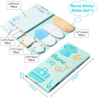 Xqumoi Nurse Sticky Notes Set, 550 Sheets, Cute Cartoon Medical Supplies Self-Stick Notes Pads Bundle Writing Memo Pads Page Marker for Nursing Student Essentials Hospital School Nurse Supplies Gift