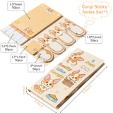 Xqumoi I Just Really Like Corgis Sticky Notes Set, 550 Sheets, Cute Cartoon Corgis Butt Self-Stick Notes Pads Animal Divider Tabs Bundle Writing Memo Pads Page Marker School Office Supplies Small Gift