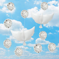 Xqumoi 28Pcs White Memorial Balloons Set Funeral Celebration of Life Remembrance Condolence Latex Balloons Peace Dove Foil Balloons Miss You Forever Love You Always We Will Never Forget You Decoration