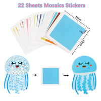 VIDEO  Xqumoi 9Pack Ocean Animals Mosaic Stickers Art Kit for Kids Toddlers DIY Handmade Art Sticky Craft Under the Sea Themed Octopus Turtle Shark Crab Jellyfish Seahorse Dolphin Fish Sticker-by-Number Gift