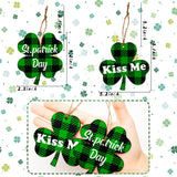 Xqumoi 30Pcs St.Patrick's Day Wooden Shamrock Hanging Ornaments Decorations Good Luck Green Clover Buffalo Plaid Pendant Bauble Embellishment St.Patrick's Day Irish Party Supplies Tree Shelf Decor