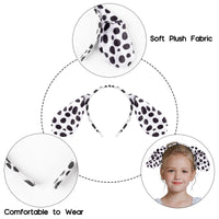 Xqumoi Dalmatian Spot Dog Costume Puppy Ears Headband Velvet Necklaces Adhesive Sticker Book Week Costume 100th Day of School