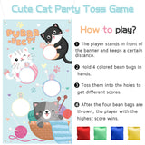 Xqumoi Cute Cat Toss Game with 4 Bean Bags Fun Animal Themed Party Games Supplies for Kids Birthday Kitty Small Cat Pet Throwing Game Banner Backdrop Decorations Indoor Outdoor Activity