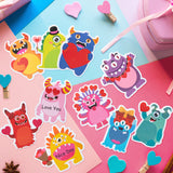 Xqumoi 30 Pack Valentines Monster Sticky Notes, Total 600 Sheets, Cute Valentine's Day Heart Monsters Self Sticky Memo Pads for Office School Student Kids Classroom Goodies Rewards Party Favor Gift