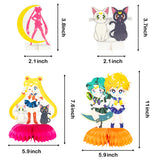 Xqumoi 12 Pcs Sailor Moon Honeycomb Centerpieces Table Toppers 3D Cardstock Table Decorations Kit, Double-Sided Sailor Moon Themed Party Favors Supplies Photo Booth Props for Kids Girls Birthday Party