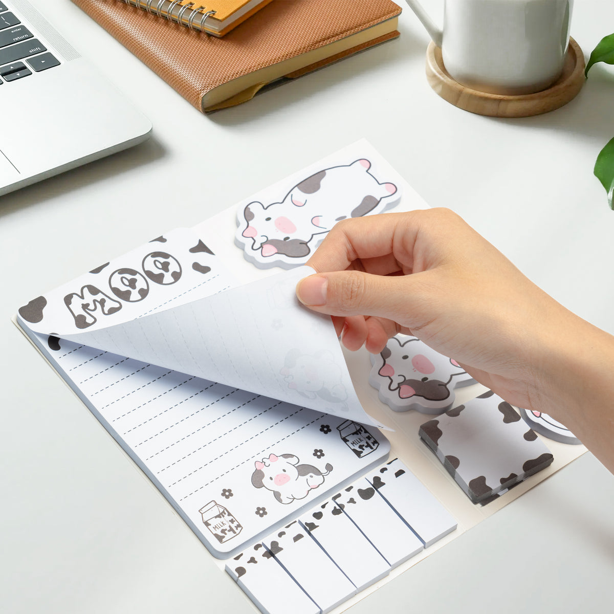 Xqumoi I Just Really Like Cow Sticky Notes Set, 550 Sheets, Cute Pink