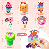 Xqumoi 24Pcs Valentine’s Day Dessert Stampers with Gift Cards Valentines Greeting Cards Sweet Cake Donut Stamps Party Favors Kids Exchange Gifts School Classroom Student Prizes Goody Bag Fillers