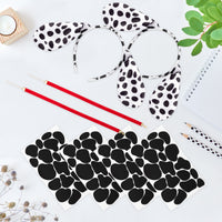 Xqumoi Dalmatian Spot Dog Costume Puppy Ears Headband Velvet Necklaces Adhesive Sticker Book Week Costume 100th Day of School