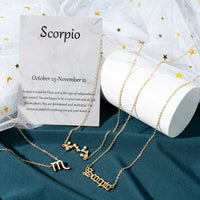 Xqumoi Scorpio Zodiac Layer Necklaces 14K Gold Plated 12 Constellation Zodiac Dainty Pendant Choker Horoscope Astrology Star Necklaces Jewelry Birthday Gifts for Women Girls with Marble Display Card