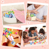 Xqumoi 24Pcs Valentine’s Day Conversation Heart Stampers with Gift Cards Valentines Greeting Cards Candy Love Stamps Party Favors Kids Exchange Gifts School Classroom Student Prizes Goody Bag Fillers