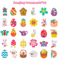 Xqumoi 30Pcs 5D Easter Diamond Painting Keychain Hanging Ornaments Kit Easter Egg Bunny DIY Diamond Art Mosaic Full Drill Key Chain Handmade Rhinestone Gem Art Crafts Pendant Gift Tags for Kids Adults