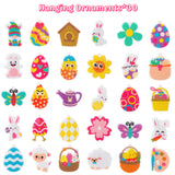 Xqumoi 30Pcs 5D Easter Diamond Painting Keychain Hanging Ornaments Kit Easter Egg Bunny DIY Diamond Art Mosaic Full Drill Key Chain Handmade Rhinestone Gem Art Crafts Pendant Gift Tags for Kids Adults