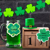 Xqumoi 30 Pack St. Patrick's Day Shamrock Sticky Notes Total 600 Sheets Irish Lucky Green Clover Self Adhesive Mini Notepads Office Supplies for School Student Kids Classroom Party Favor