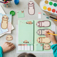 Xqumoi I Just Really Like Sloths Sticky Notes Set, 550 Sheets, Cute Cartoon Sloths Self-Stick Notes Pads Animal Divider Tabs Bundle Writing Memo Pads Page Marker School Office Supplies Small Gift