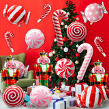 Xqumoi 30Pcs Christmas Foil Balloons Set Candy Canes Soldier Windmill Lollipop Swirl Mylar Balloons Red Pink Xmas Party Decoration Supplies for Winter Holiday Birthday New Year Eve Decor Baby Shower