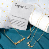 Xqumoi Sagittarius Zodiac Layer Necklaces 14K Gold Plated 12 Constellation Zodiac Dainty Pendant Choker Horoscope Astrology Star Necklace Jewelry Birthday Gift for Women Girls with Marble Display Card