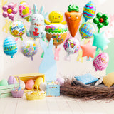 Xqumoi Easter Balloons Decorations - Pack of 20 | Happy Easter Foil Mylar Balloons Cute Chick Bunny Carrot Easter Egg Flower Party Supplies Spring Holiday Home School Classroom Baby Shower Decor