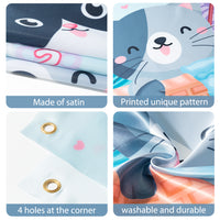 Xqumoi Cute Cat Toss Game with 4 Bean Bags Fun Animal Themed Party Games Supplies for Kids Birthday Kitty Small Cat Pet Throwing Game Banner Backdrop Decorations Indoor Outdoor Activity