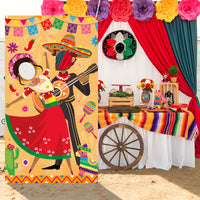 Xqumoi Fiesta Photo Door Banner Party Decorations, Funny Large Fabric Mexican Cinco De Mayo Photo Prop Face Birthday Party Game Carnival Supplies for Kids Adults, 6 x 3.28 ft