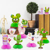 Xqumoi 12Pcs Pink Llama Cactus Honeycomb Centerpieces Bolivian Peru Alpaca Cactus Double-Sided Table Toppers Decorations 3D Cardstock Cinco De Mayo Fiesta Mexican Party Supplies Photo Booth Props