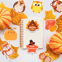 Xqumoi 30 Pack Turkey Pumpkin Sticky Notes, Total 600 Sheets, Cute Thanksgiving Fall Animal Fox Bear Hedgehog Harvest Self Sticky Memo Pads for Office School Classroom Student Kids Autumn Party Favor